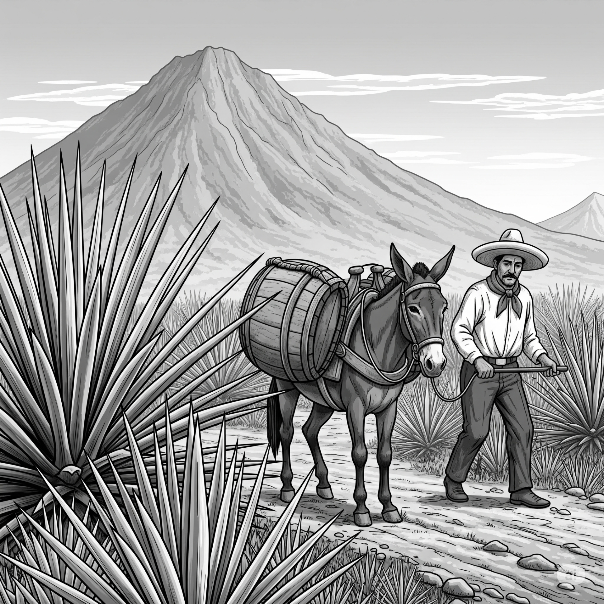 Tlachiquero transportando pulque imagen generada con ai