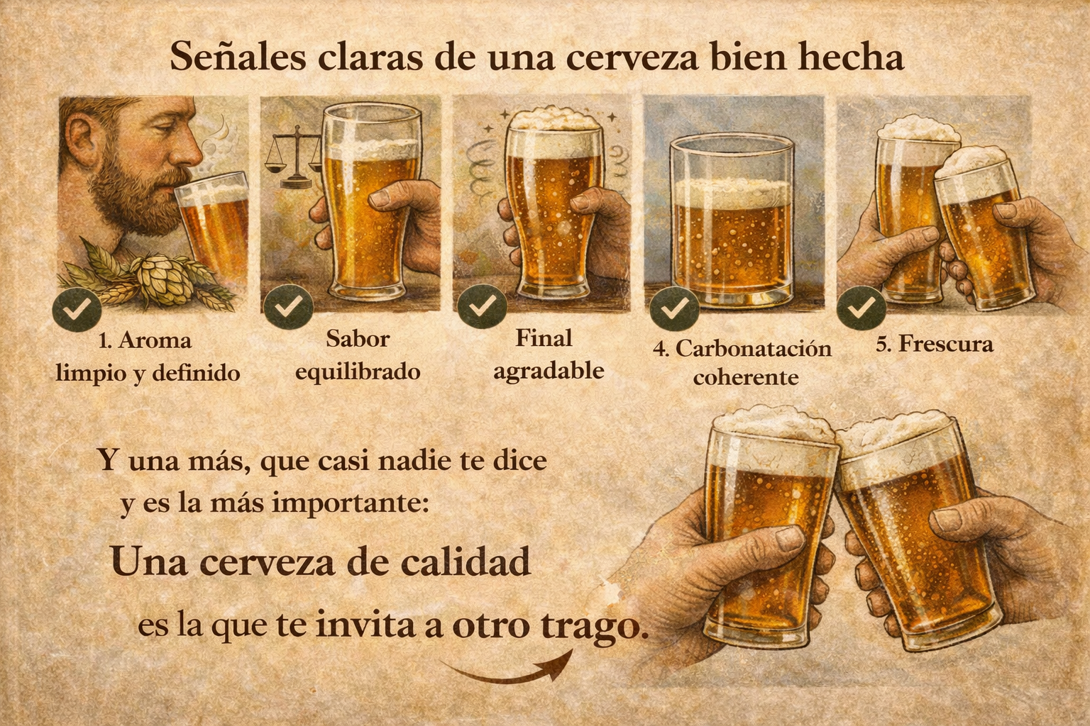 imagen que describe los factores de una buena cerveza