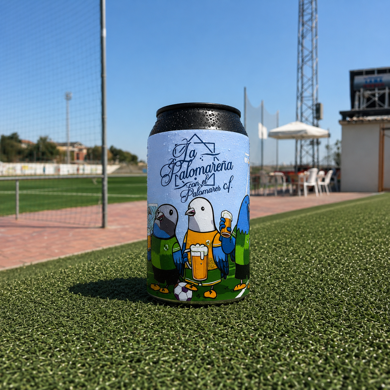 Lata de la Palomareña con el Palomares C.F. en el polideportivo de Palomares del Río