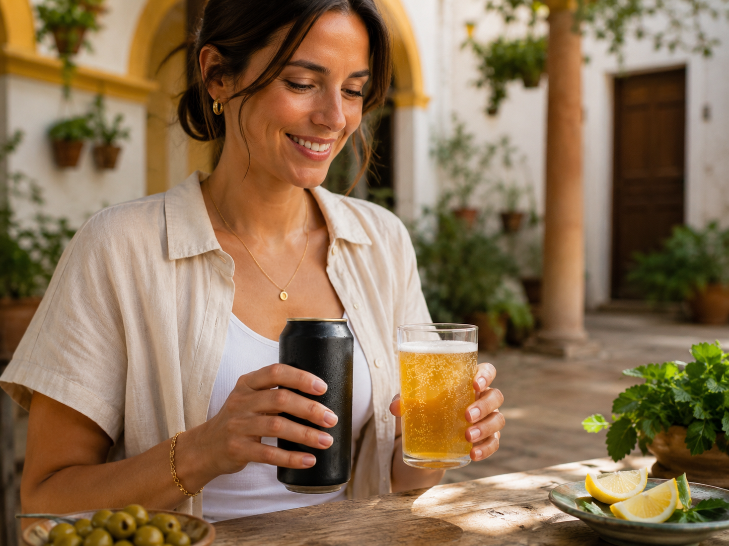 bebiendo deliciosa kombucha en sevilla