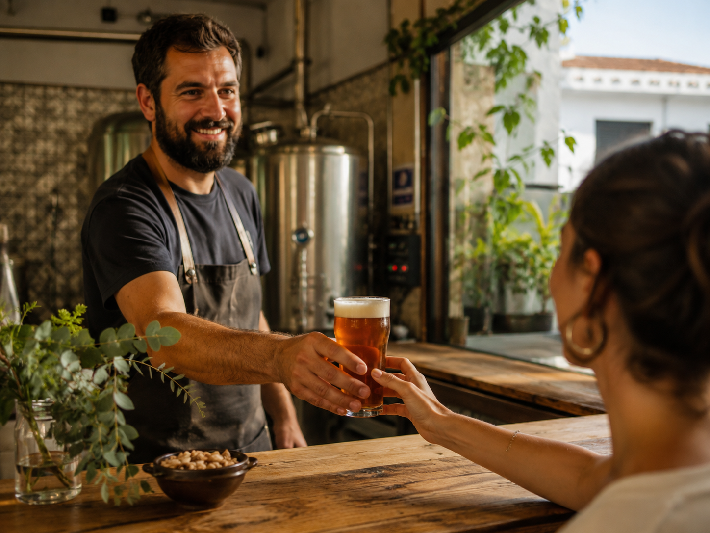 cerveza de la mano del maestro cervecero