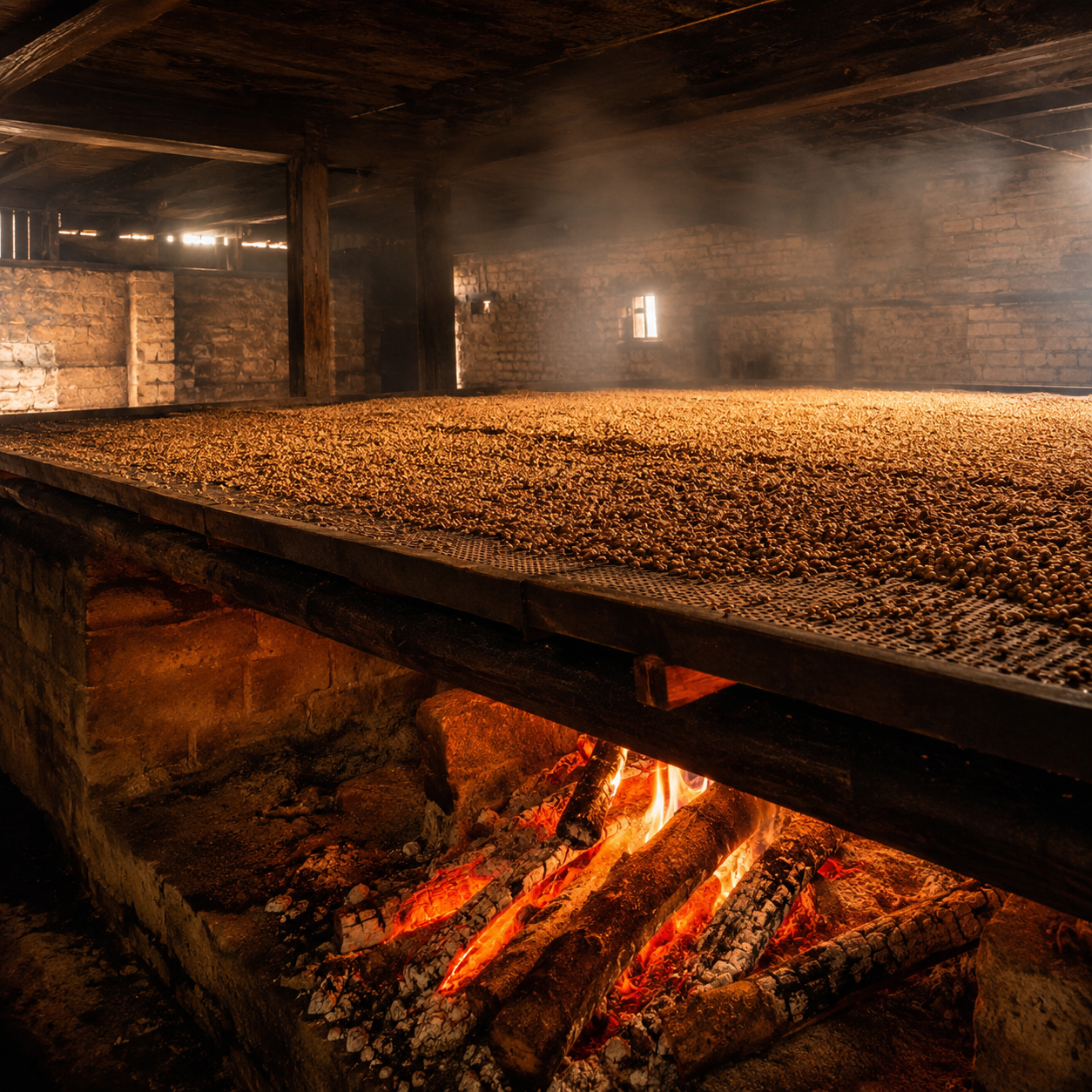 secadero de malta a fuego, para elaborar rauchbier