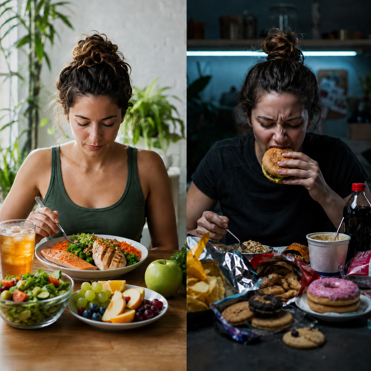 a un lado comer bien, a otro comer peor.
