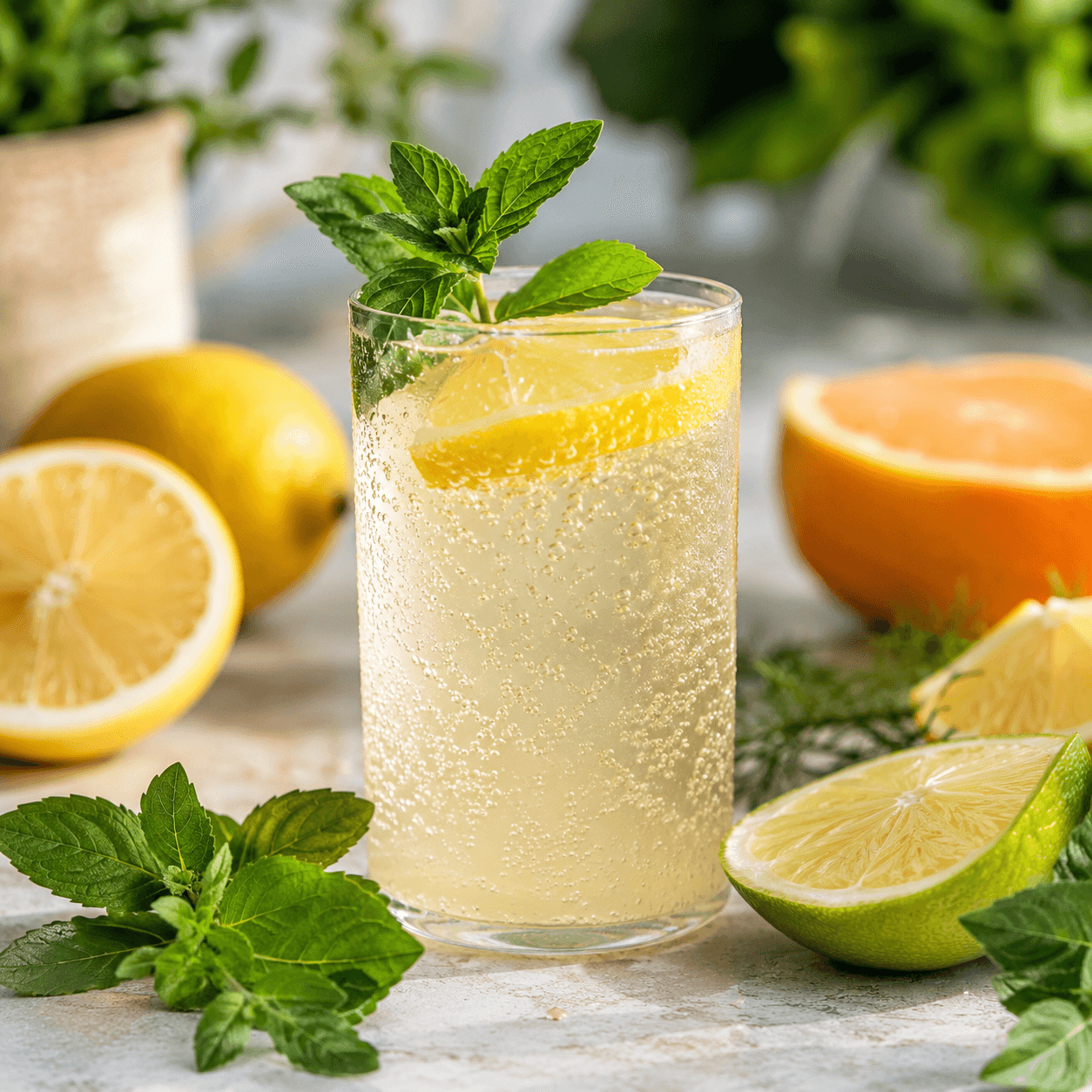 Vaso de kéfir de agua artesanal con cítricos y estevia