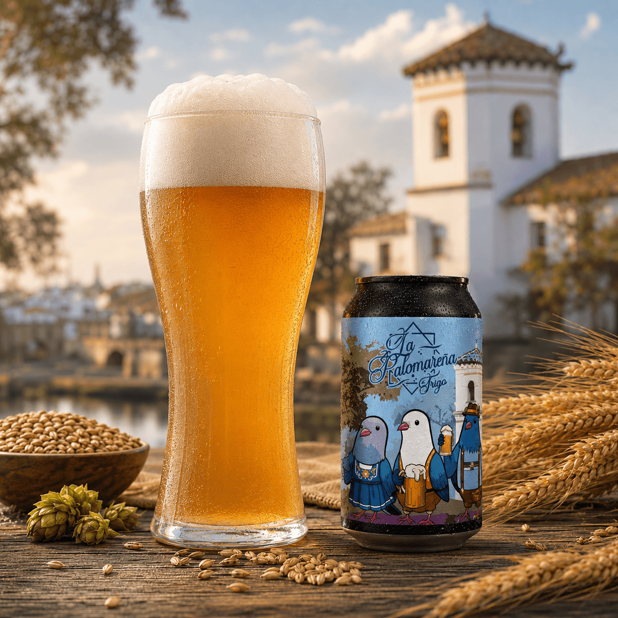 La Palomareña Trigo, cerveza de trigo artesanal del Aljarafe.