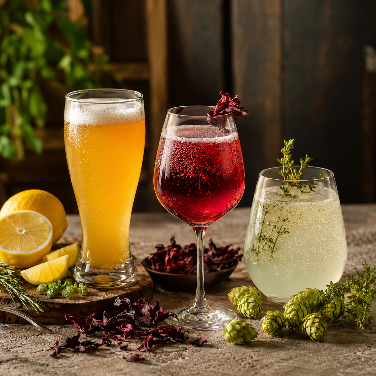 Cerveza hidromiel y kéfir de agua elaborados con terpenos