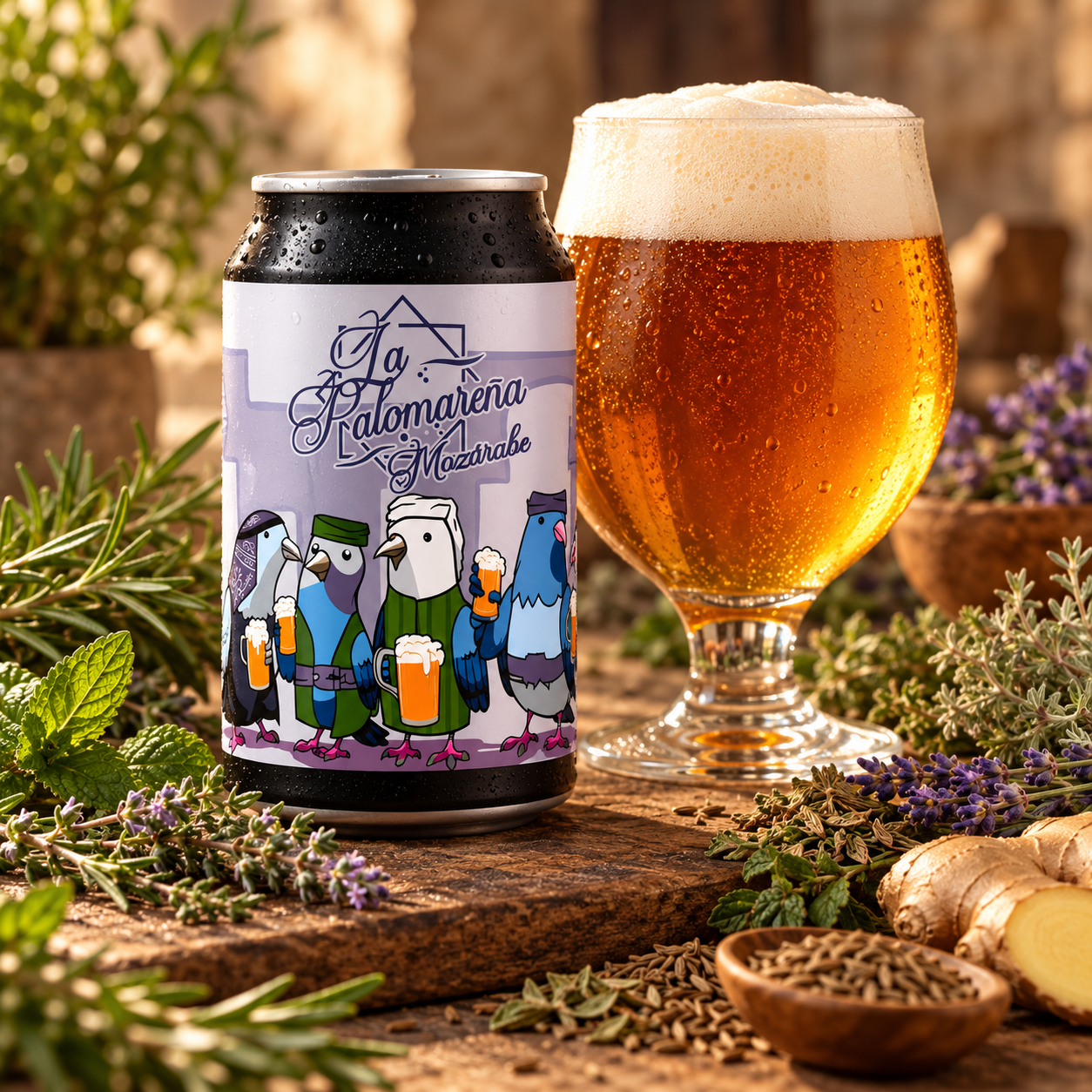 La palomareña Mozárabe una cerveza gruit